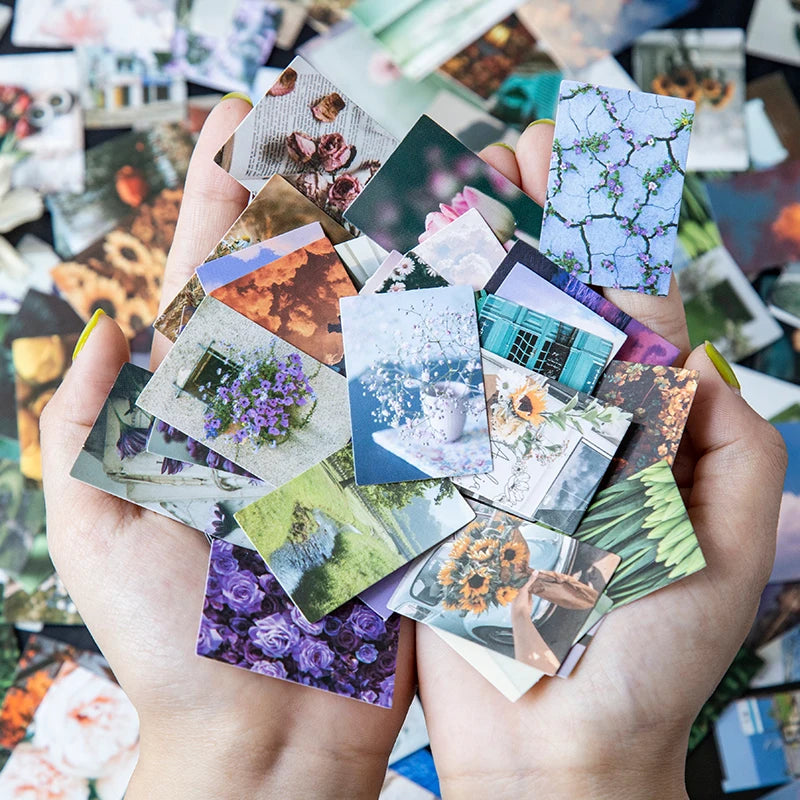 100 pcs Spring summer autumn winter Kraft Paper Mini Greeting Card INS flower Postcard Letter Envelope Decoration LOMO Cards Qme
