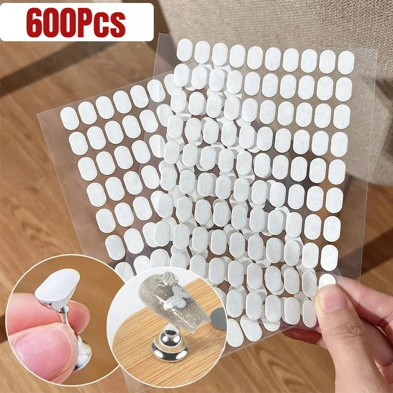 600PCS Nail Double-Side Adhesive Tape for Nails Tips Holder Traceless Transparent Manicure Strip False Nails Display Stand Tools Qme