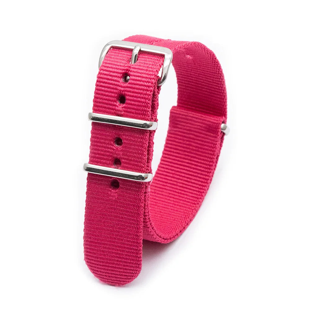 F Nylon Watch Band Watch Straps Replacement with Stainless Steel Buckle for Men and Women's Watch Band Replacing 18 20 22 24MM Qme Pink 24mm
