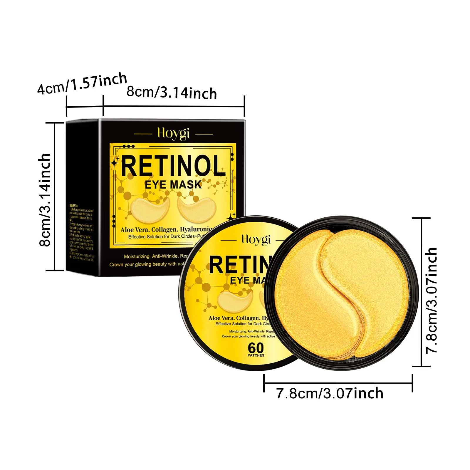Retinol Eye Mask Anti Dark Circles Eyes Bags Skin Firming Collagen Moisturizing Aloe Repair & Firming Brighten Under Eye Patches Qme