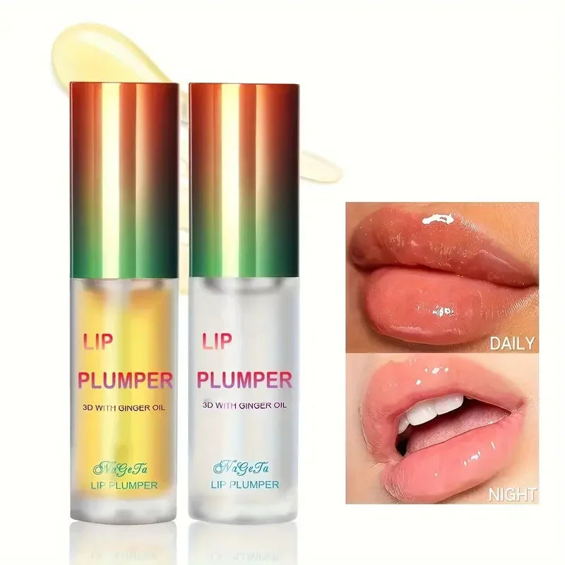 1/2Pcs Ginger And Mint Lip Plumper Oil Radiant,Plumping Lip Volumizing Serum for Smoother,Fuller Lips for Youthful and Sexy Look Qme 2pcs Mix