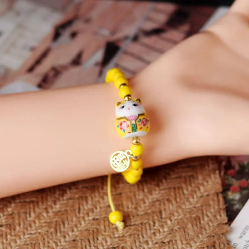 b03 Cat Bracelet For Girls Colorful Beaded Bracelets Harajuku Ceramics Anime Pendant Charm Bracelets Jewelry Gifts Wholesale Qme 2