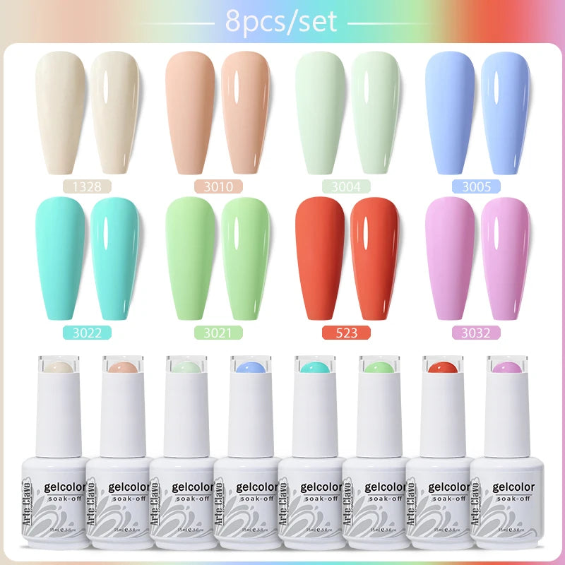 Arte Clavo 4 6 8 Gel Nail Polish Art Soak Off UV Colorful Semi