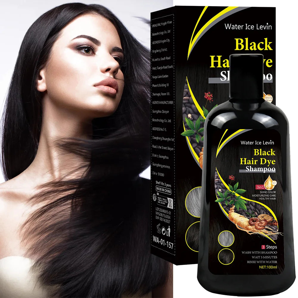 New 100ml Black Hair Color Dye Hair Shampoo Cream Organic Permanent Covers White Gray Shiny Natural Ginger Essence For Women Men Qme