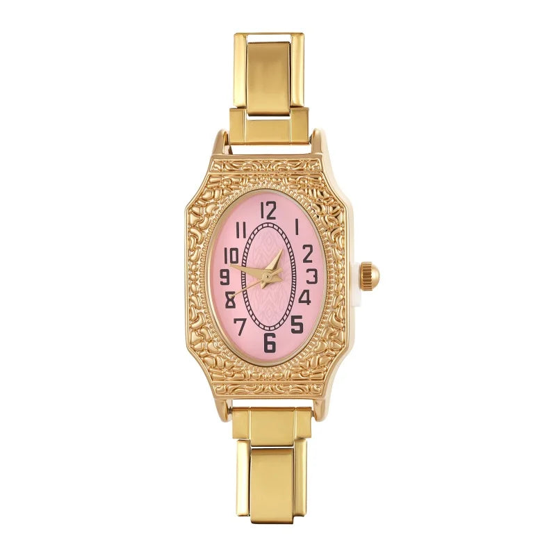 High Quality Gold Arabic Roman Numerals Stainless Steel Women Men Watch Bracelet Fit 9mm DIY Italian Charm Watch Jewelry Gifts Qme S 3