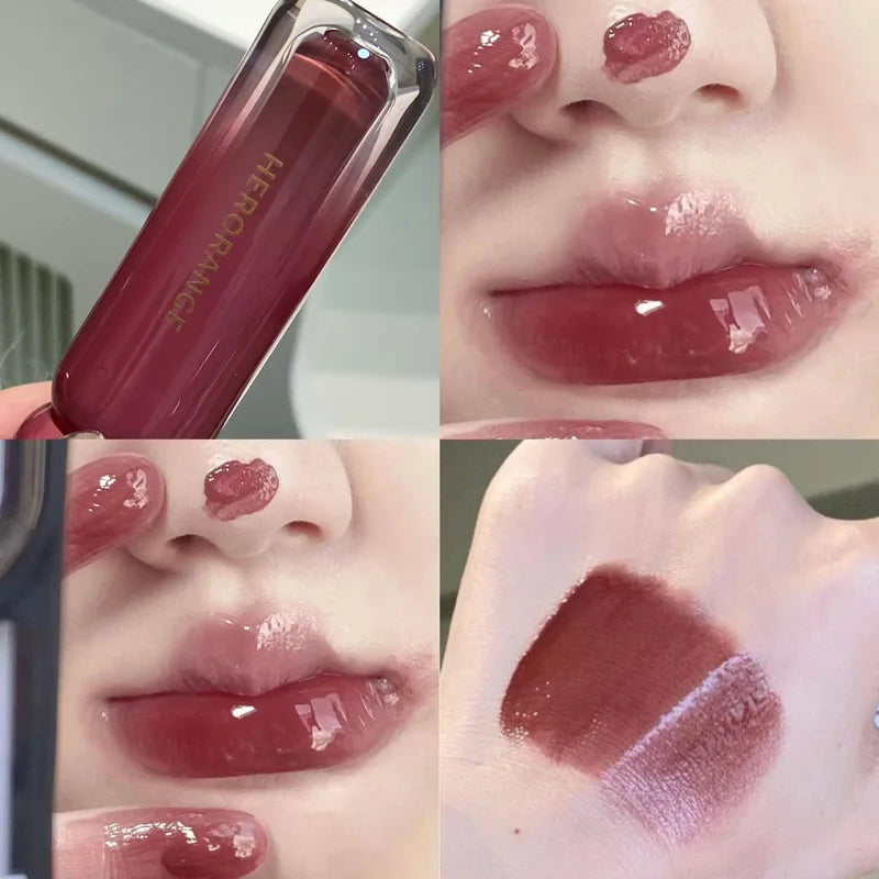 Rose Cherry Tinted Lip Gloss Mirror Watery Hydrating Lip Glaze Plumper Long Lasting Moisturizing Shine Crystal Lip Oil Makeup Qme 04 3g