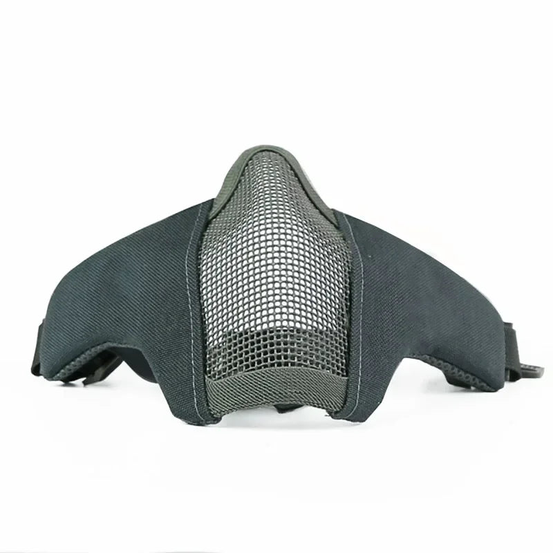 Tactical Lower Face Protective Mask for Hunting, Paintball, CS, Adjustable Military Tactical Protective Mesh Half Face Mask Qme 3