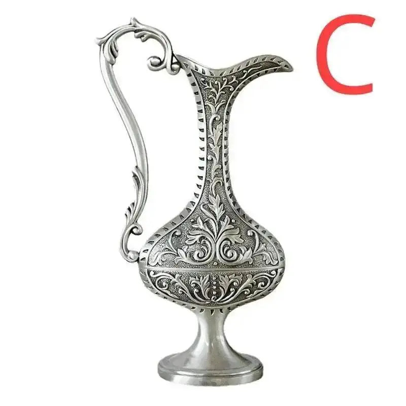Vintage Metal Crafts Vase European Home Decor Relief Flower Pot Qme C