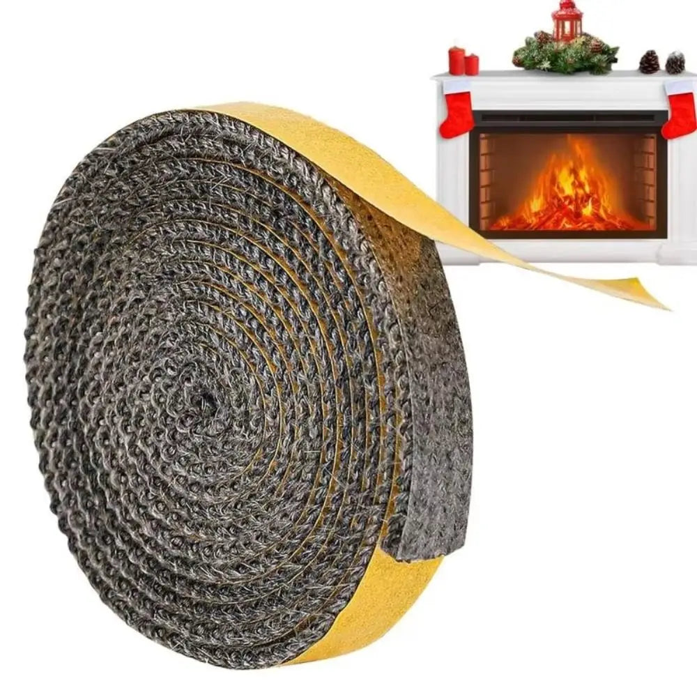 Self Adhesive Fireplace Seal Rope Heat Resistant Fiberglass Wood Stove Gasket Tape Flat Stove Sealing Rope Pellet Stove Qme