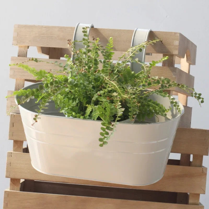Colorful Hanging Flower Pot Detachable Double Hook Fence Plant Qme