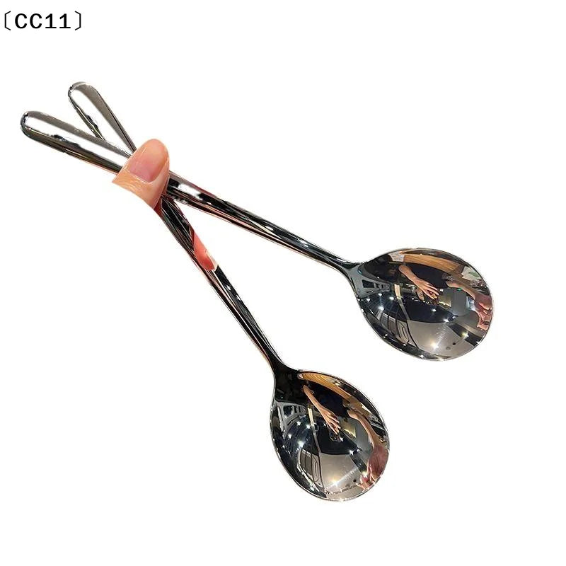 Stainless Steel Coffee Spoon Ice Cream Dessert Tea Long Handle Picnic Qme