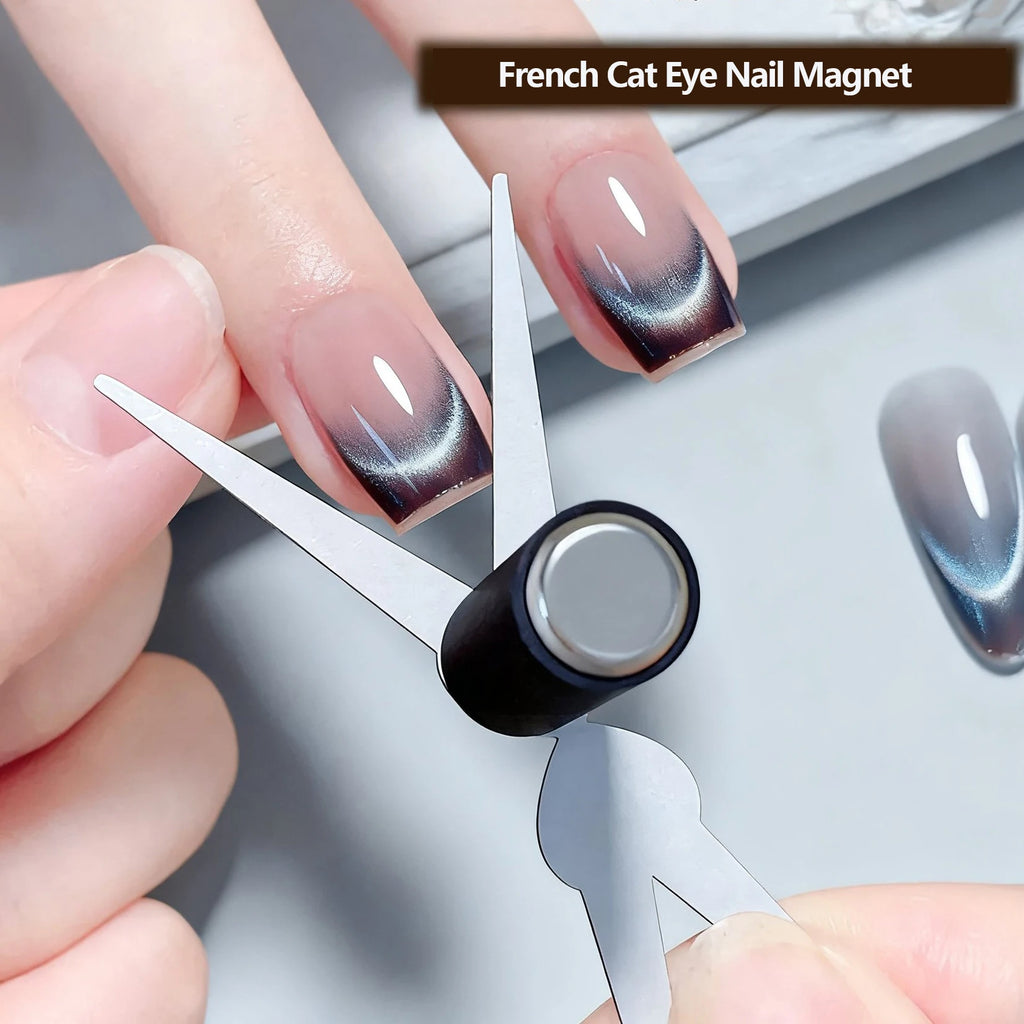 Double-head French Nail Art Magnet Set Cat Eye Magnetic Rod Combination Nail Art DIY V-Shaped Effect Gel Nail Polish Magnet Qme