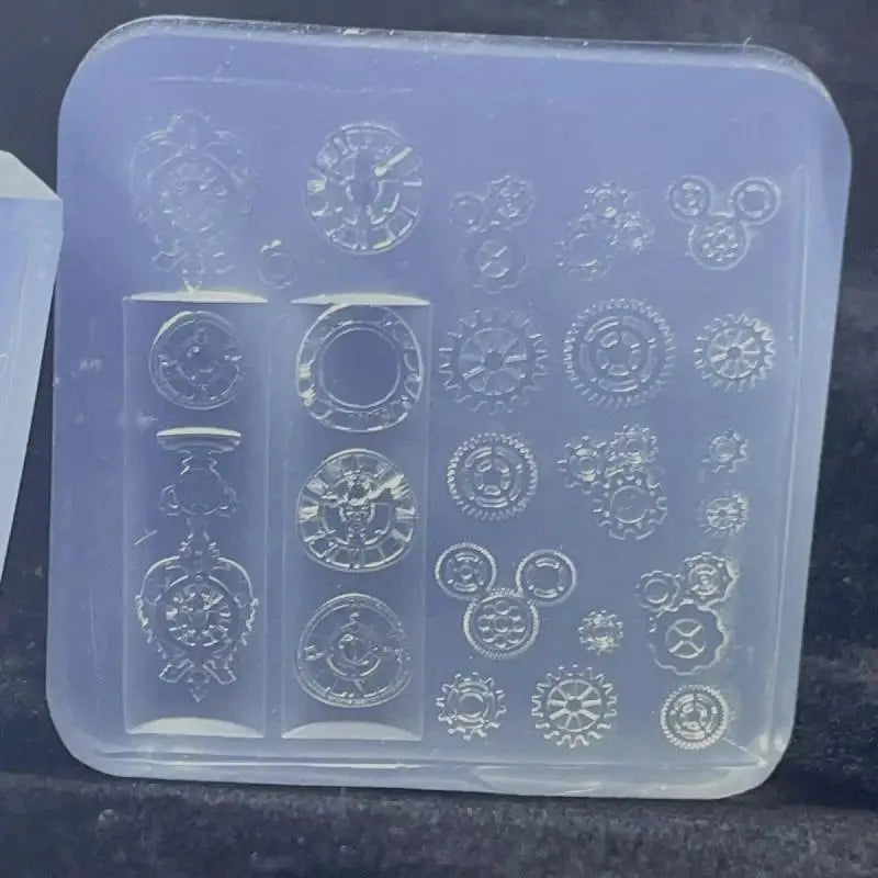 Exquisite Clock Gears 3D Silicone Nails Mold Manicure Design Tools Qme