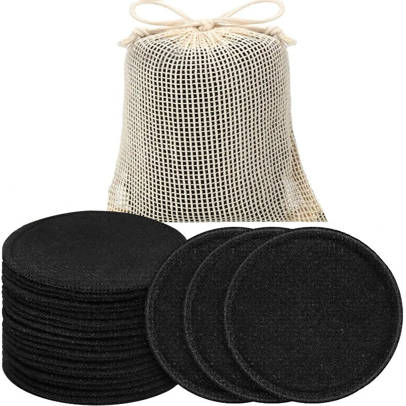 10 Reusable Makeup Remover Pads Natural Washable Cotton Rounds Types Qme black