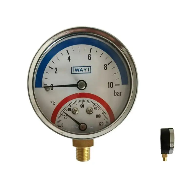 2-In-1 Pressure Gauge And 10 Bar Temperature And Pressure Gauge Temperature 0-120°C Temperature And Pressure Meter Qme