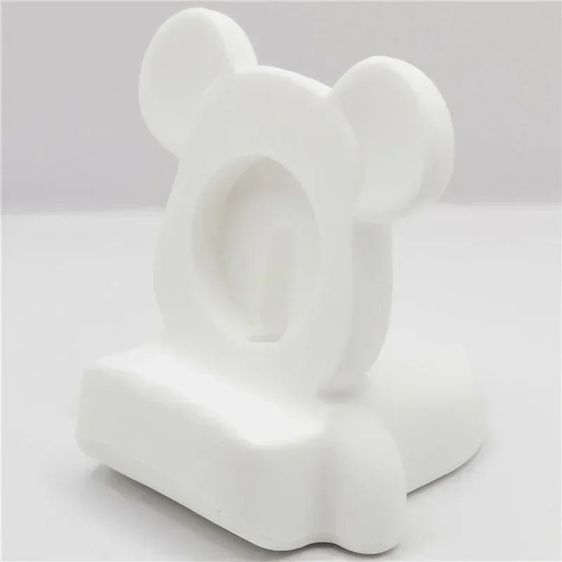 Desktop stand for Apple Watch Series 10 9 8 7 6 SE 5 and 4 iWatch silicone charger 46mm 44mm 42mm 41mm 40mm Watch charging stand Qme 02-White