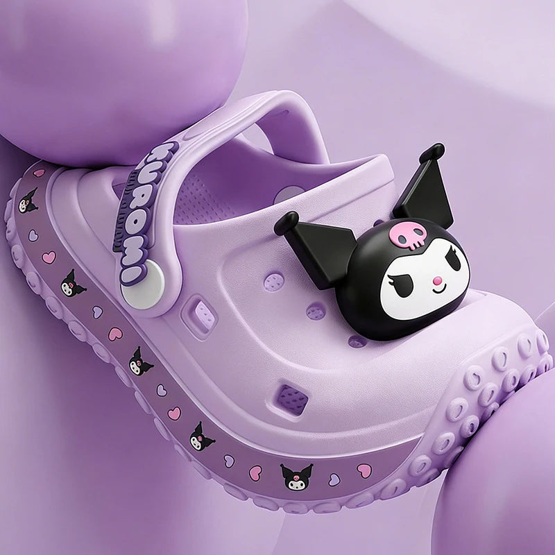 Hello Kitty Kuromi Cartoon Hole-Patterned Shoes Cute, Non-Slip Slippers for Students Beach and Outdoor Sandals Qme