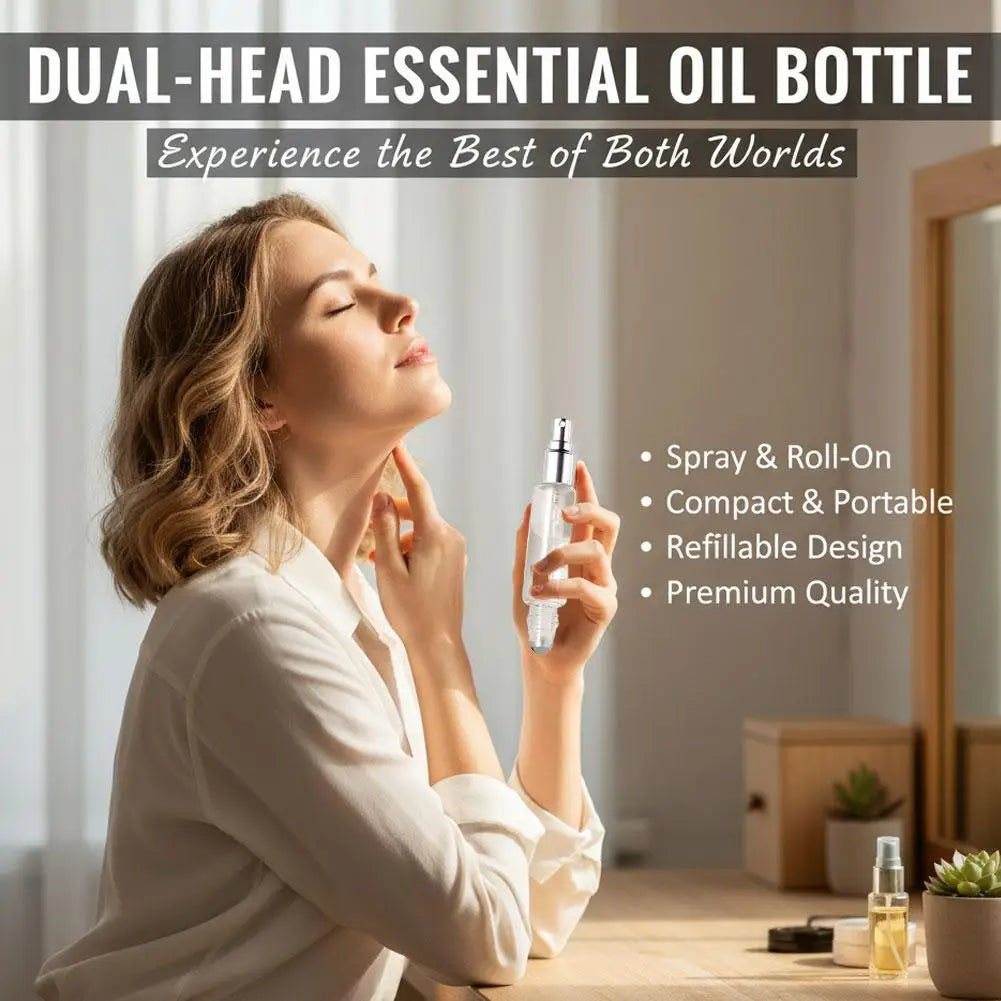 Portable Clear Refillable Bottle Dual Ends Sprayer Roller Tops Qme