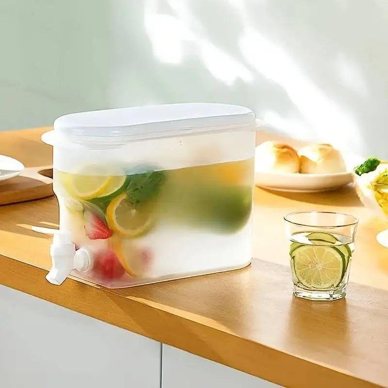 3.5L Water Kettle With Faucet Beverage Dispenser Cold Juice Lemonade Drinks Bucket Liquid Storage Tank Outdoor Fridge Organizers Qme