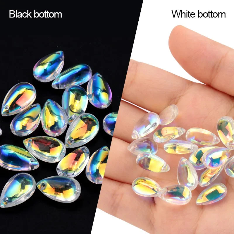 Best quality 8x14mm smooth crystal drop beads shiny ab glass drop beads jewelry beads for DIY bracelet necklace making 28pcs/lot Qme