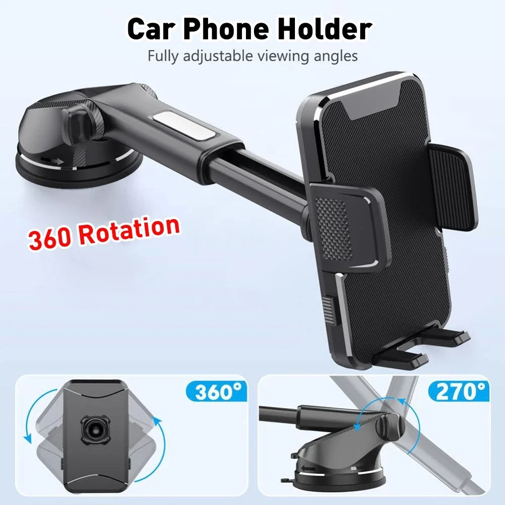 Gravity Sucker Car Phone Holder Retractable Cell Phone Support 360° Rotation Windshield Phone Bracket for Trucks RVs Vehicles Qme