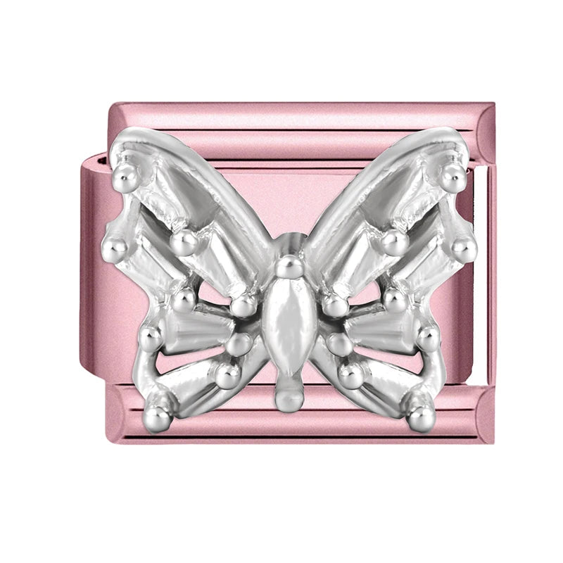 2025 Women Zircon Moon Pearl Stars Heart Butterfly Bow Pendant Italian Charm Links Fit 9mm Stainless Steel Bracelet DIY Making Qme Style 33