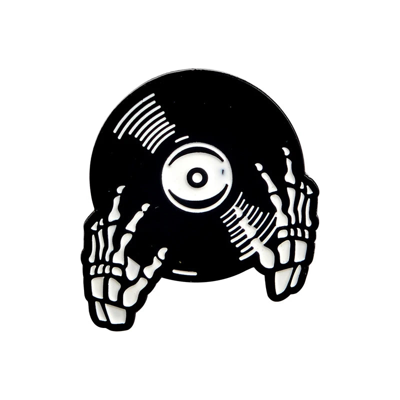 Punk Music Lovers Enamel Pin Good Vibes Tape DJ Vinyl Record Player Badge Brooch Lapel Pins Jeans Shirt Jewelry Gifts Wholesale Qme style 1