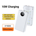 Multifunctional 6 Slots 18650 Battery Holder DIY Mobile Power Shell 10W Fast Charging LED Lamp Outdoor Portable Charger Case Qme WHITE