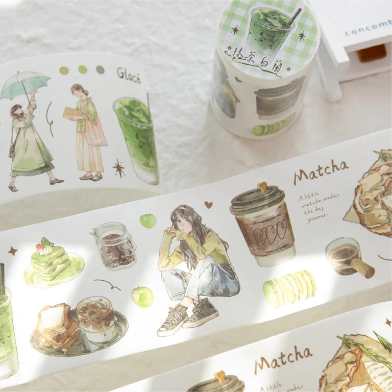 Healing Lifestyle Decorative Tape With Girly and Food Themed Elements, Perfect for Junk Journal Crafting and Back-to-School Gift Qme