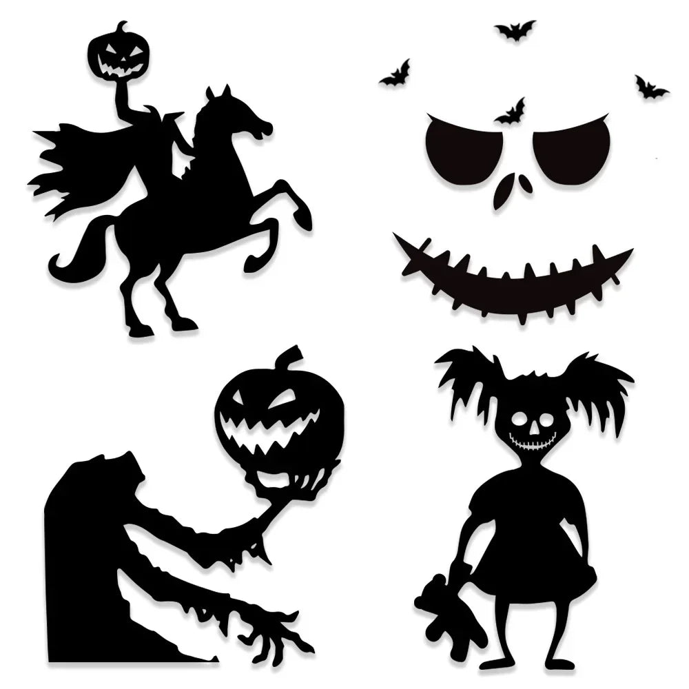 Halloween Decoration Skeleton Hand Pumpkin Door Sticker Ghost Festival Party Decor Scar Mouth Wall Sticker Happy Halloween Qme