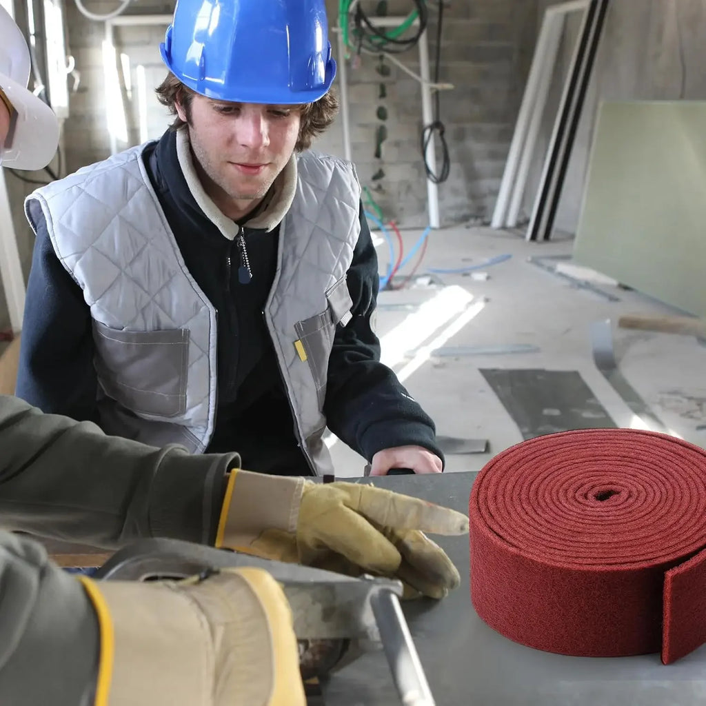 5inch X 3.28 Feet Chestnut Red Universal Scouring Pad Roll,Used for Paint Primer Pre-Treatment, and Surface Preparation Qme