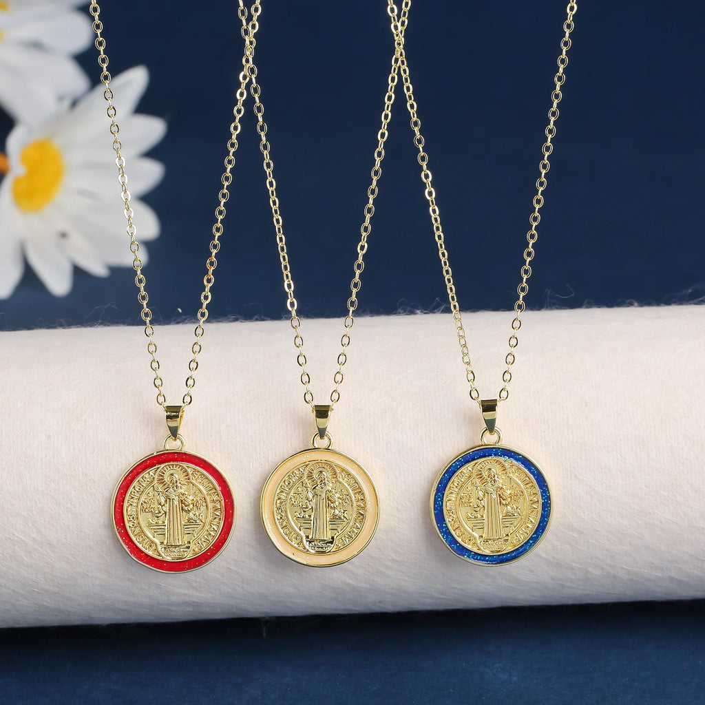 Religious Style Stainless Steel Round Zirconia Oil Drop Pendant Necklace Fashion for Man Woman Friendship Jewelry Party Gift Qme