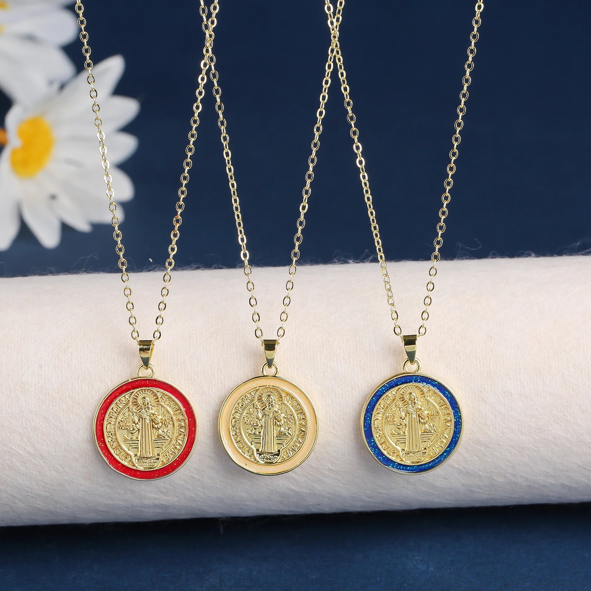Religious Style Stainless Steel Round Zirconia Oil Drop Pendant Necklace Fashion for Man Woman Friendship Jewelry Party Gift Qme