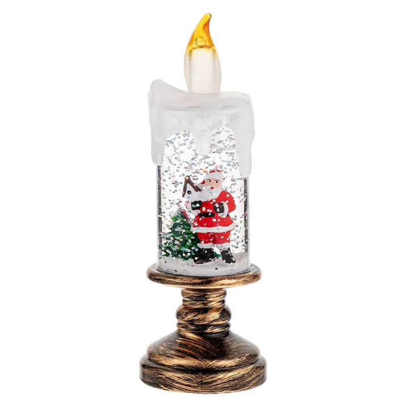 Christmas Snow Globe Lamp Cartoon Candle Light Creative Crystal Ball Qme A