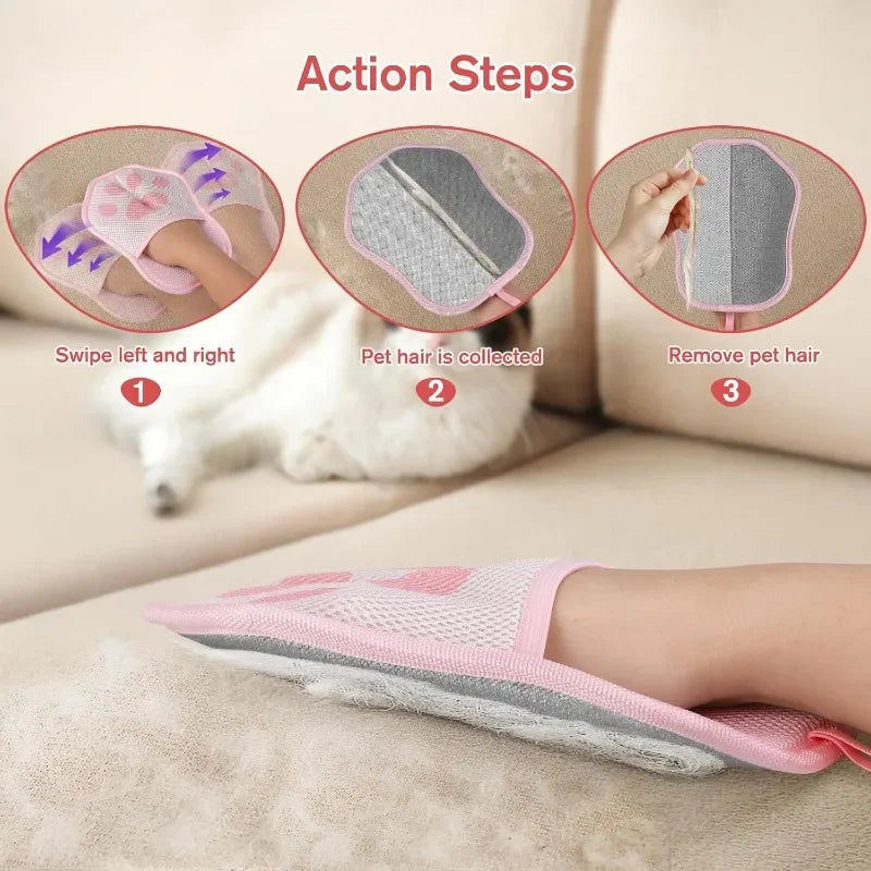 1. Pet Hair Removal Gloves for Dogs and Cats, Reusable Cute Cat Hair Removal Gloves for Clothing, Sofas, Carpets, and Car Seats Qme