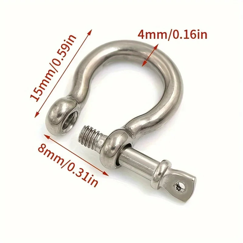 5pcs M4 Stainless Steel Bow Shackle with Screw Pin for Rigging and More! Qme