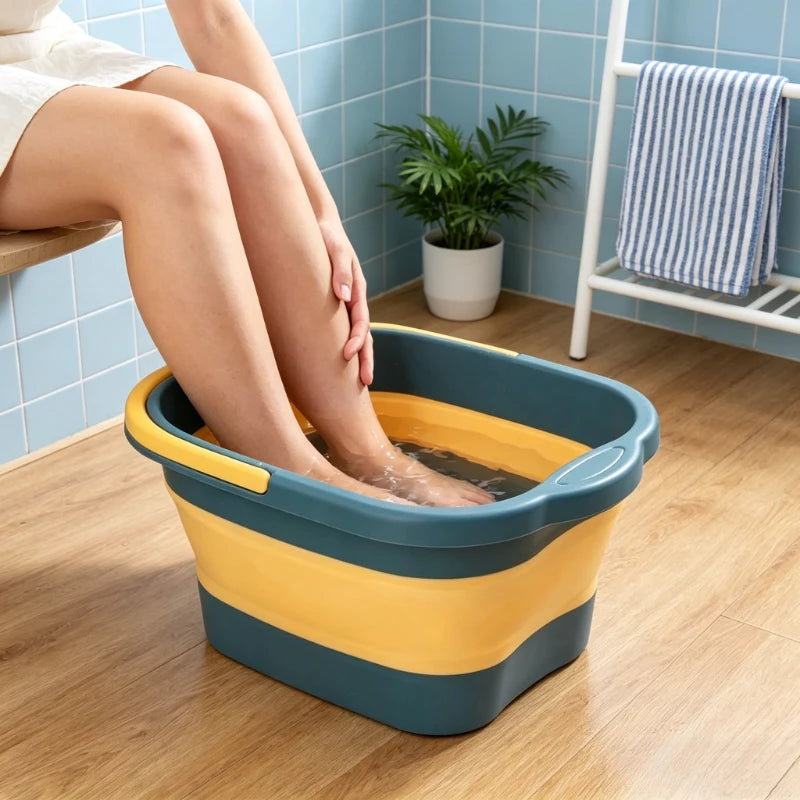 Foldable Foot Bath Massage Bucket Portable Folding Soaking Basin Spa Qme