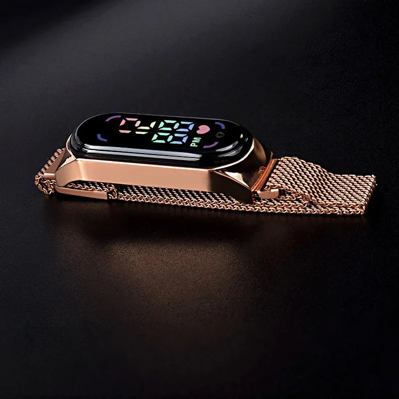 2023 New LED Women Watch Magnetic Watchband Strap Waterproof Touch Feminine Clock Fashion Digital Wristwatches Qme
