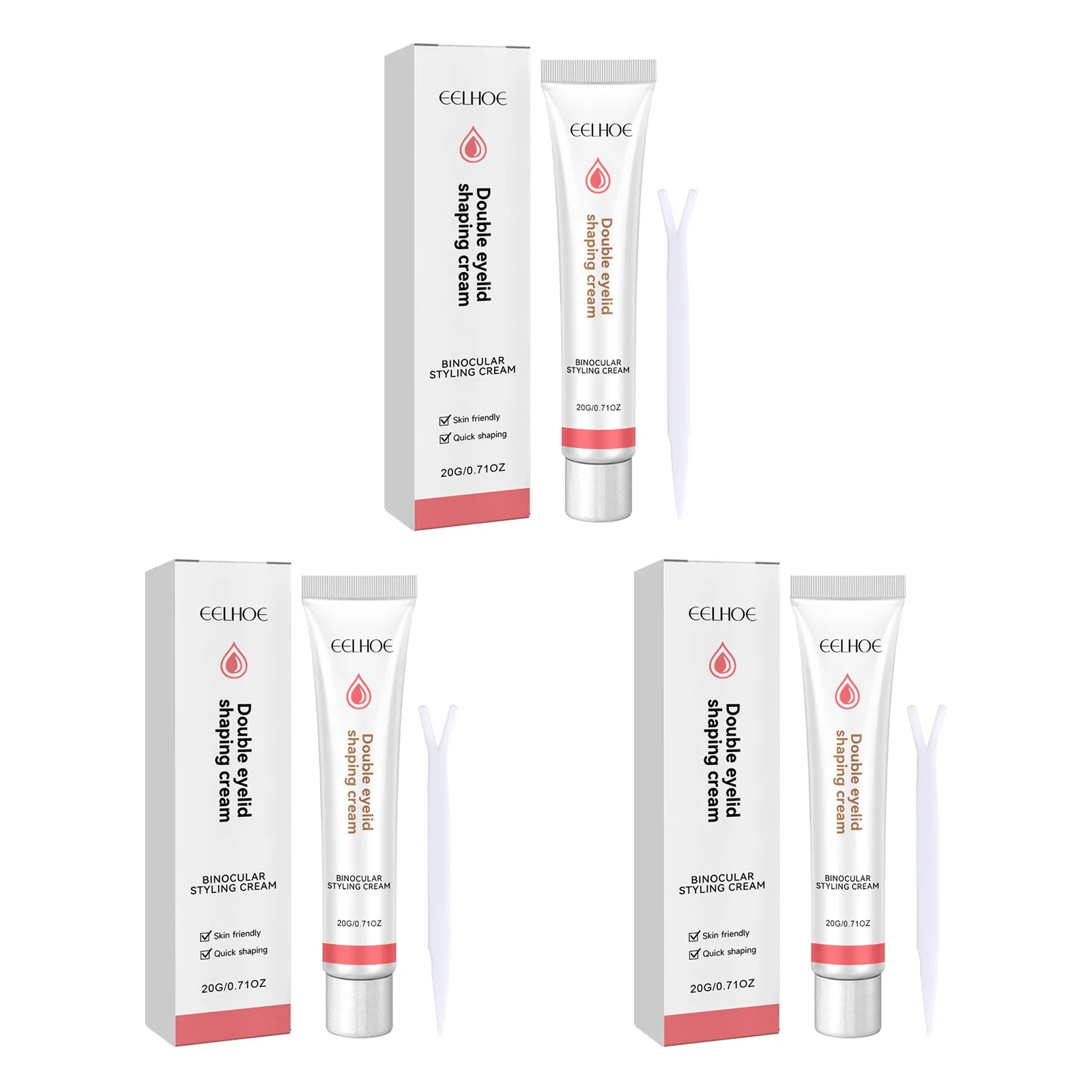 Double Eyelid Styling Cream Natural Invisible Eye Lift Eyelid Adhesive Cream Quick-Drying Long Lasting Eyelid Glue With Y Stick Qme 3 Sets