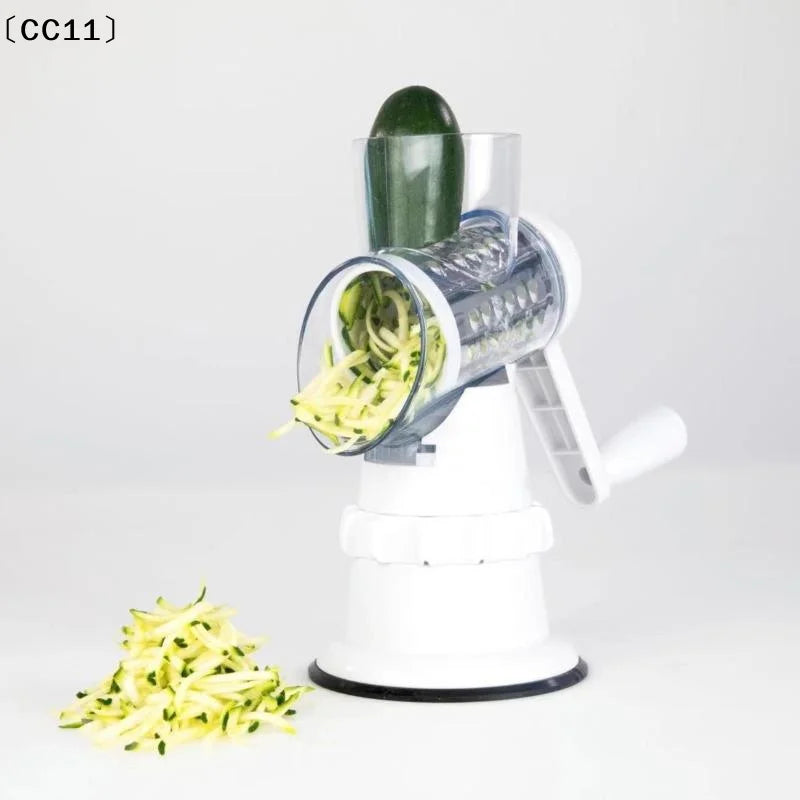 Manual Rotary Cheese Grater 3 Interchangeable Stainless Steel Blades Qme