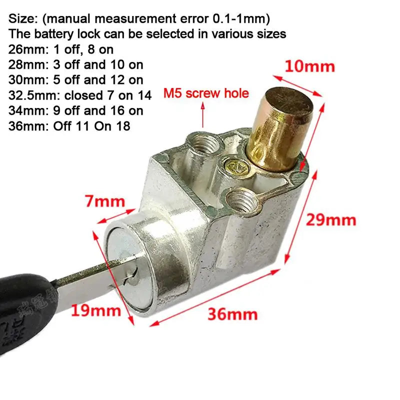 Electric Bicycle E-bike Vehicle Battery Box Lock Front Big Head Qme