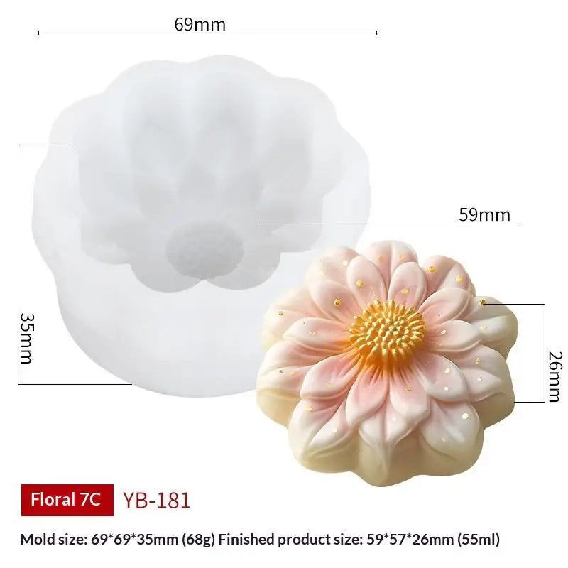 Flower Rice Cake Silicone Mold Non-stick Shape Mooncake Mung Bean Qme L