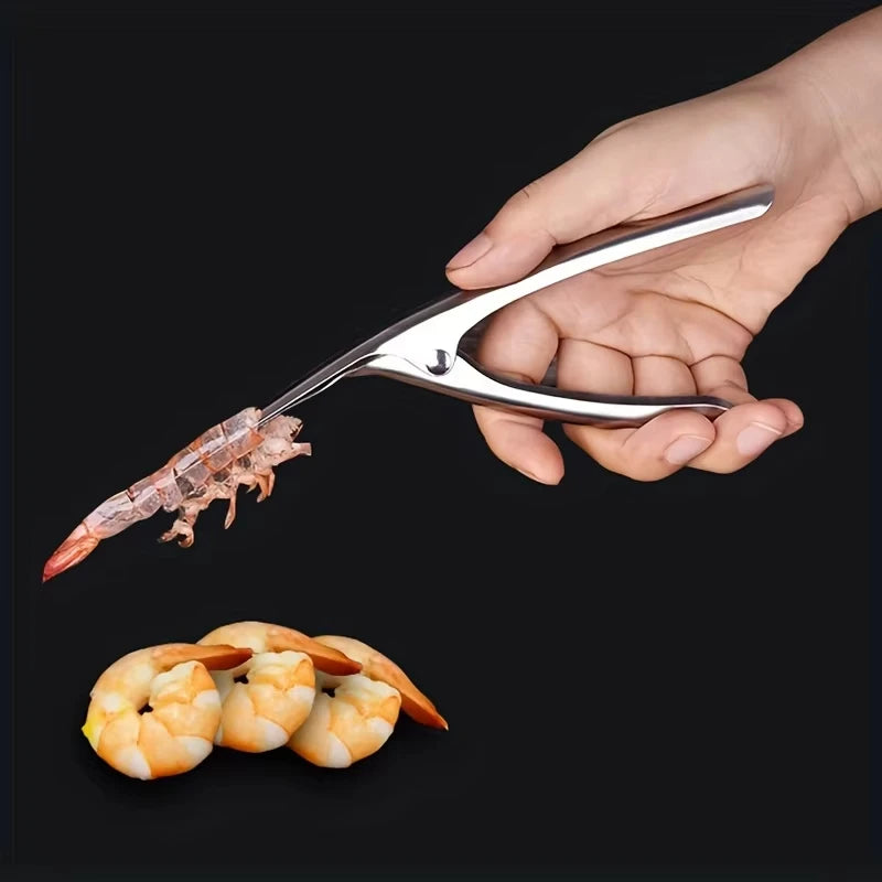 Stainless Steel Shrimp Deveined Device - Ergonomic Fishbone Design，Easy Shell Removal，Kitchen Seafood Preparation Gadget Qme