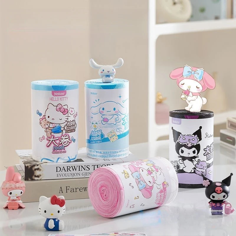Hello Kitty Kuromi Drawstring Household Trash Bags Heavy-duty Qme