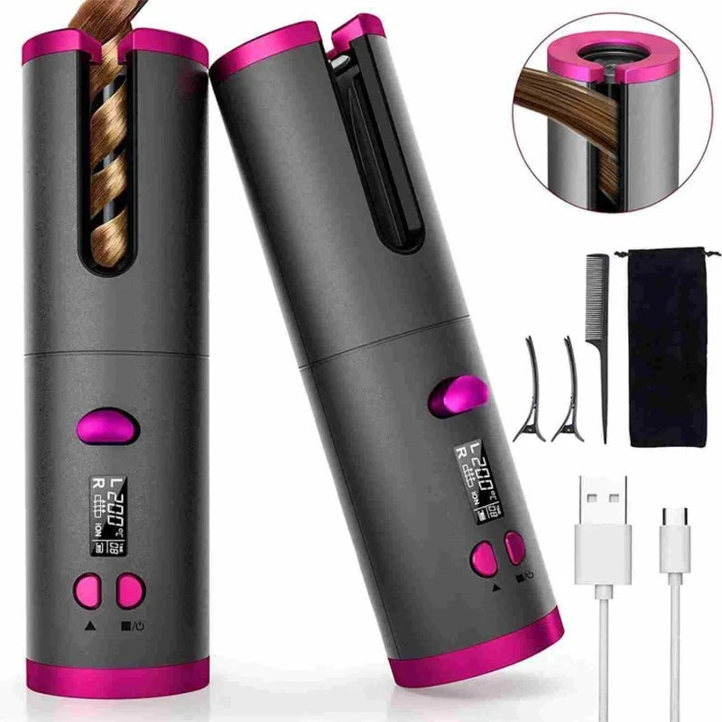 Automatic Hair Curler Wireless With Heat Timer Modes Rechargeable Portabl Fast Heating Styler For Perfect Curls Every Time Qme