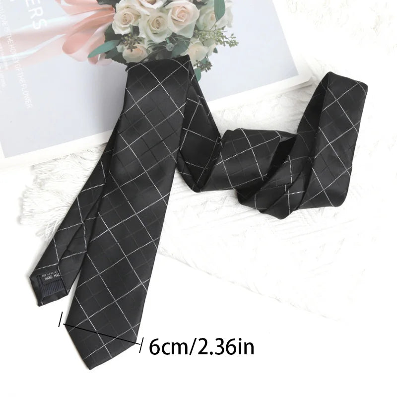 Mens Casual Slim Tie Fashion Necktie Black Stripes Floral Plaid Solid Qme A2