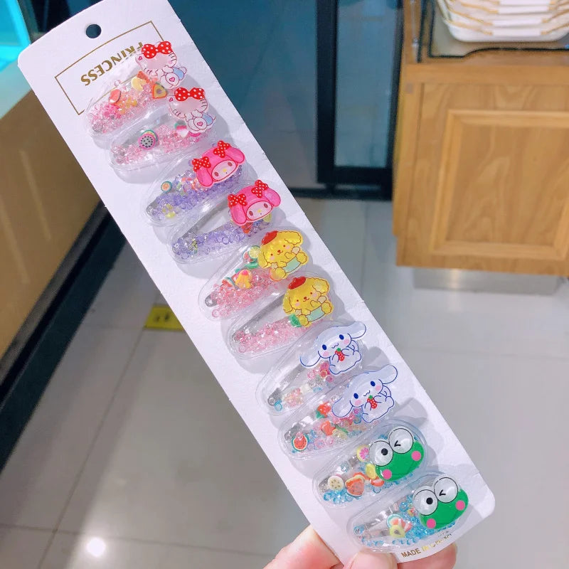 Hello Kitty Kuromi Cartoon BB Clips Cute Hair Clips Bye-Bye Clips Hair Accessories with Rhinestones Bangs Side Clips Qme
