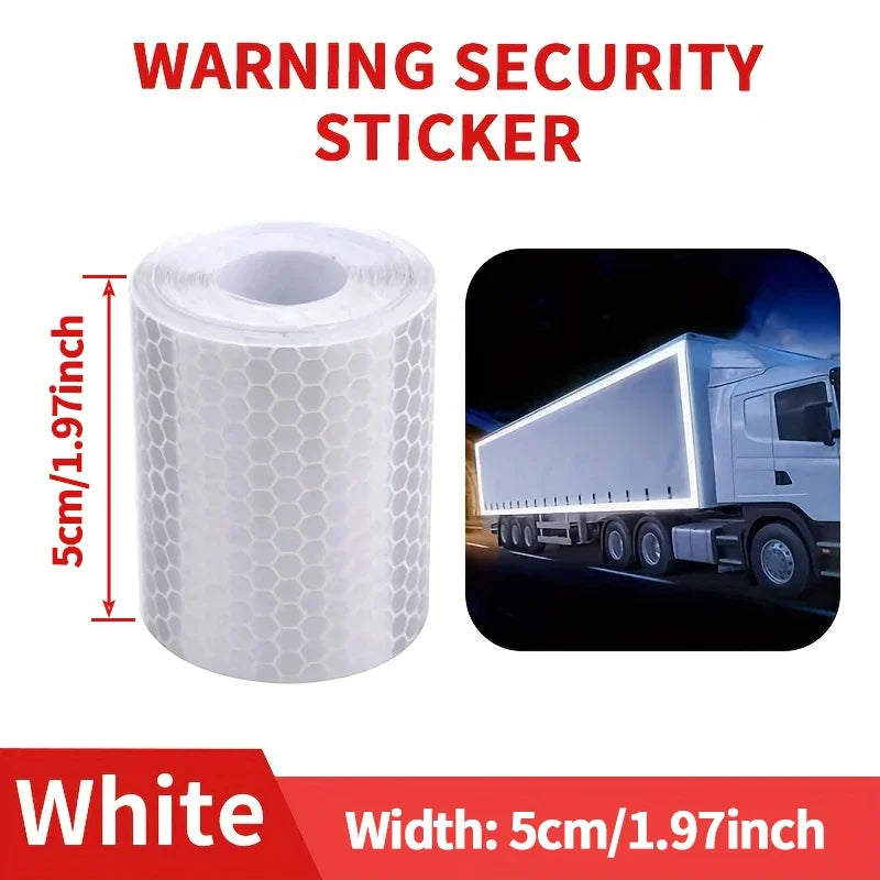5m Reflective Tape PVC Bicycle Wheels Reflect Fluorescent Sticker Bike Reflective Sticker Strip Tape For Cycling Warning Safety Qme White 3M