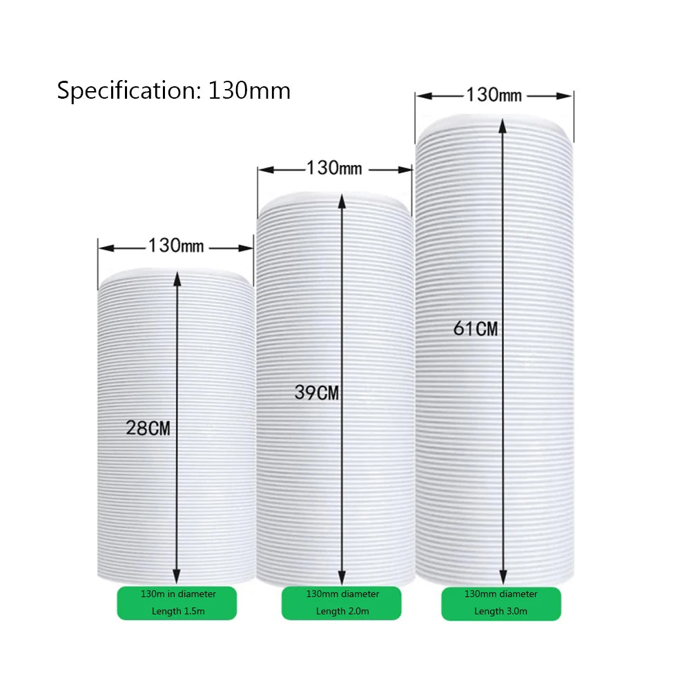 1.5M/2M Duct Extension Pipe Telescopic Flexible Air Conditioner Exhaust Hose 13/15cm Fittings Exhaust Hose Connector Interface Qme