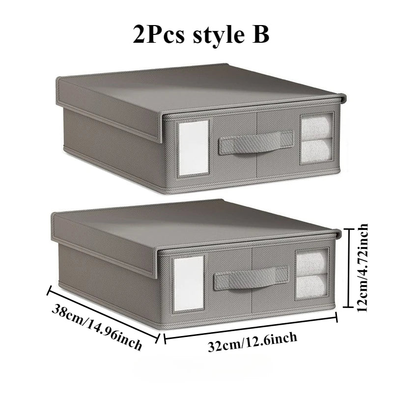 Creative Bed Sheet Storage Box Clothing Fabric 4-piece Organizer Qme 2Pcs B